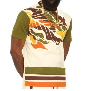 Blac Leafs Men's abstract camo leaf Graphic T-Shirt 3XL outdoor camo collection